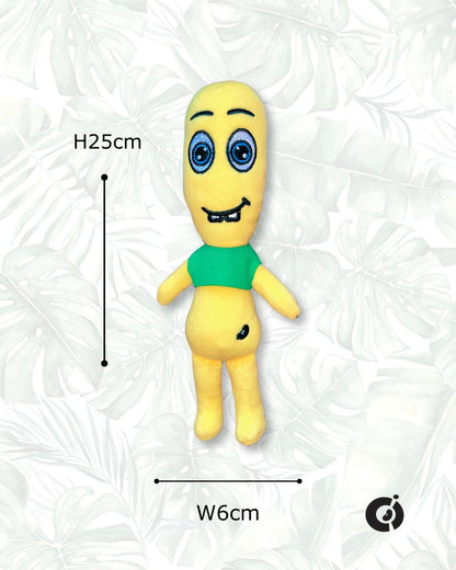 CwaZyBean Alien plush – The Jester, a joyful yellow character always dancing, by CwaZyLeigh Creations.”