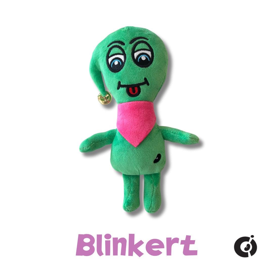CwaZyBean Alien Blinkert plush toy – quirky collectible and playful kids’ gift by CwaZyLeigh Creations.